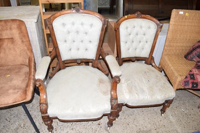 Lot 270 - Victorian ladies and gents chairs with...