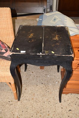 Lot 273 - Black painted chinoiserie finish cabriole leg...