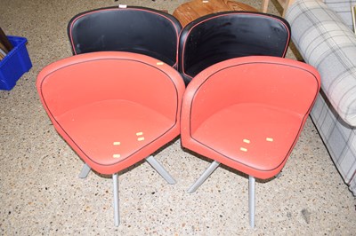 Lot 288 - A set of four red and black retro metal framed...