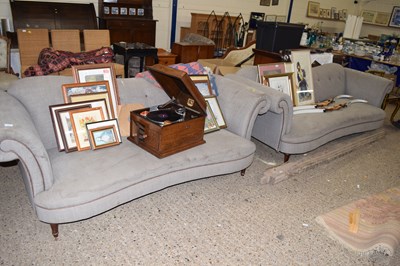 Lot 291 - A pair of large concave front modern sofas