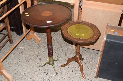 Lot 308 - A mahogany wine table with brass base together...