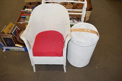 Lot 797 - LLOYD LOOM STYLE CHAIR AND LINEN BASKET (2)