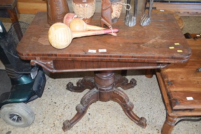 Lot 336 - Rosewood pedestal card table on four outswept...