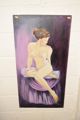 Lot 343 - Modern oil on canvas study of a nude, signed...