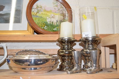 Lot 537 - Mixed Lot: Pair of candlesticks, pair of...