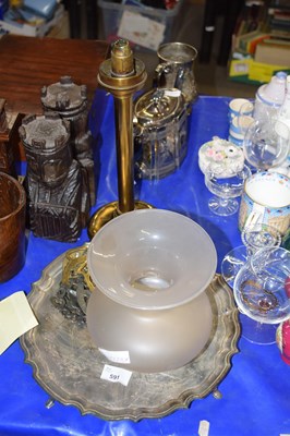 Lot 591 - A silver plated tray together with tea wares,...