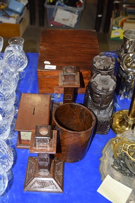 Lot 592 - Mixed Lot: Small wooden boxes, pair of wooden...