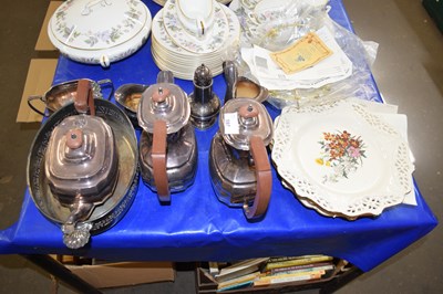 Lot 597 - Quantity of silver plated tea wares, floral...