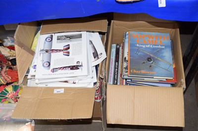 Lot 603 - Two boxes of books and magazines, military and...