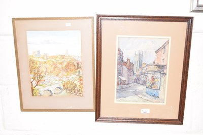 Lot 662 - Watercolour study of a street scene, signed...
