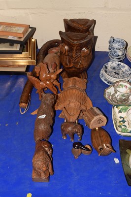 Lot 666 - Collection of various carved wooden animals,...