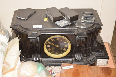 Lot 677 - A Victorian slate cased mantel clock