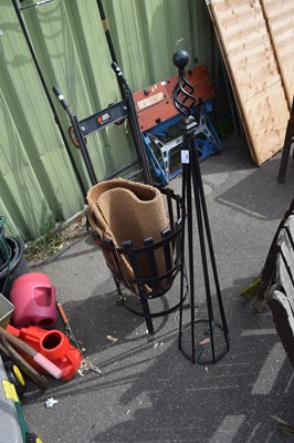Lot 363 - Mixed Lot: A metal plant support, a metal fire...
