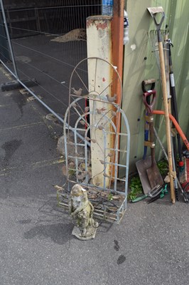 Lot 373 - Small concrete garden statue, a metal work...
