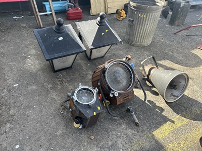 Lot 383 - A pair of metal framed exterior lanterns, the...