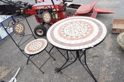 Lot 390 - Moziac garden table and two chairs