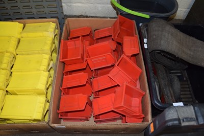 Lot 823 - BOX OF RED PLASTIC WORKSHOP STORAGE TRAYS