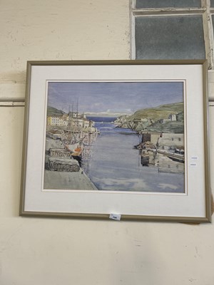 Lot 706 - A framed watercolour of a harbour scene