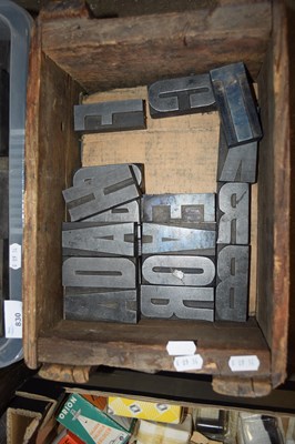 Lot 829 - WOODEN BOX CONTAINING LARGE METAL PRINTERS...