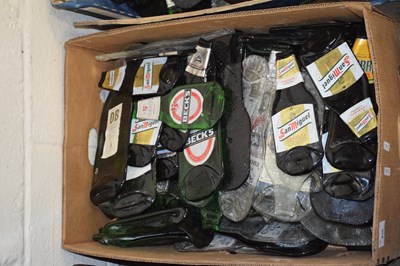 Lot 835 - BOX OF HEAT FLATTENED GLASS BOTTLES