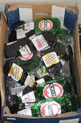 Lot 836 - BOX OF HEAT FLATTENED GLASS BOTTLES