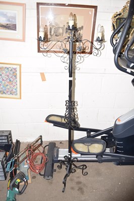 Lot 868 - Decorative metal tripod lamp with floral...