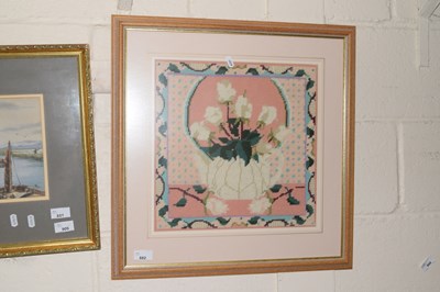 Lot 882 - A framed needlework picture, still life,...