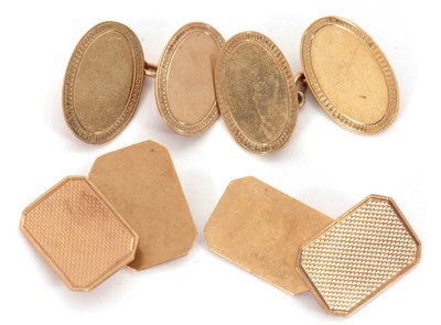 Lot 198 - Two pairs of 9ct cufflinks: to include a pair...