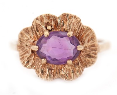 Lot 69 - A 9ct amethyst ring, the oval amethyst with...