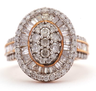 Lot 20 - A 9ct diamond ring, with a central oval pave...