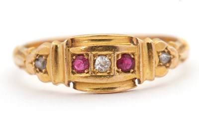 Lot 23 - An Edwardian 18ct ruby and diamond ring, set...