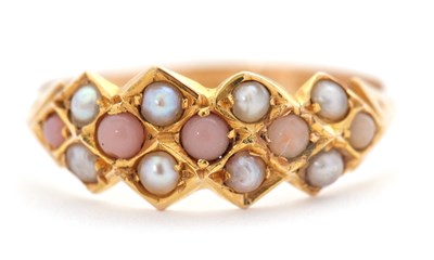 Lot 24 - A late Victorian 15ct seed pearl and coral...