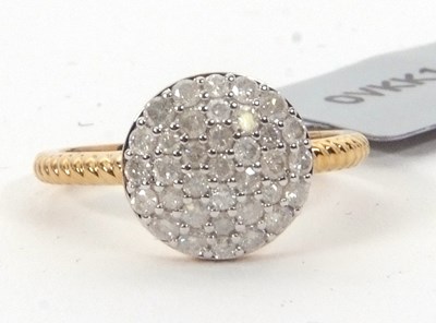 Lot 155 - A 9ct diamond ring, the round panel, 10.5mm...