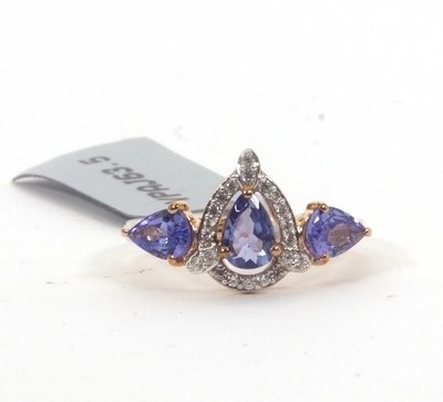 Lot 183 - A 9ct tanzanite and white zircon ring, the...