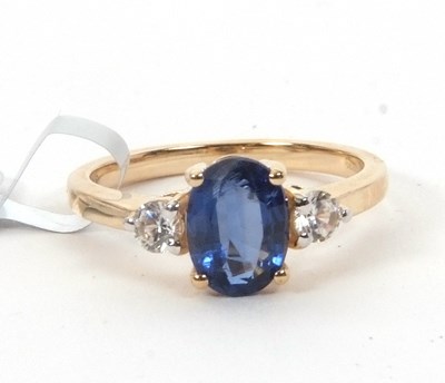 Lot 175 - A 9ct Nilamani and white zircon ring, the oval...