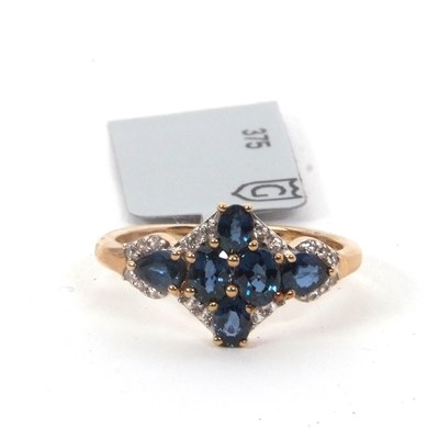 Lot 173 - A 9ct sapphire and white zircon ring, set with...