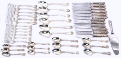 Lot 229 - Quantity of Queens pattern cutlery, Six silver,...