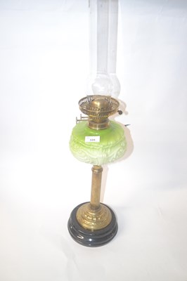 Lot 274 - Victorian oil lamp with green glass reservoir