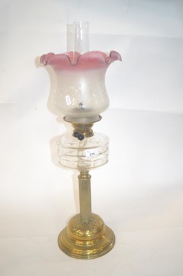 Lot 270 - Victorian oil lamp with glass reservoir and...