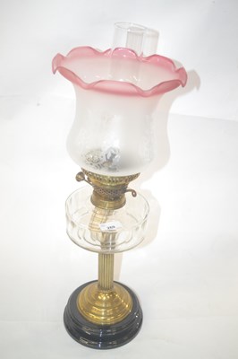 Lot 269 - Victorian oil lamp with glass reservoir and...