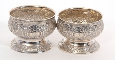Lot 81 - Two Georgian pedestal open salts elaborately...