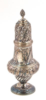 Lot 107 - A Victorian silver caster with a wrythen...