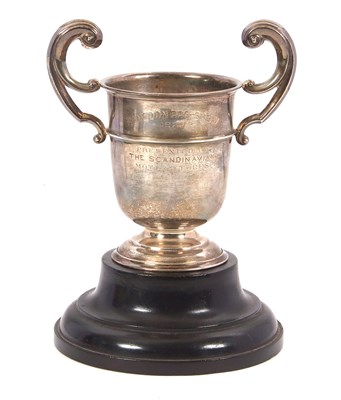Lot 111 - A George V silver twin handle trophy,...