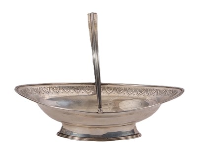 Lot 112 - A Georgian swing handle dish of boat shape...