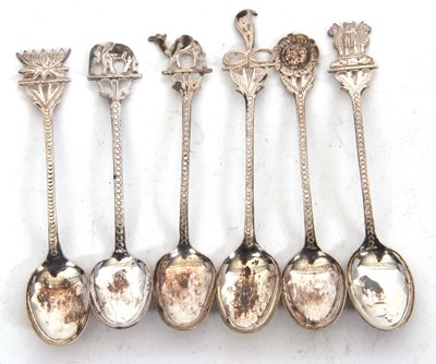 Lot 138 - Six continental white metal teaspoons each...