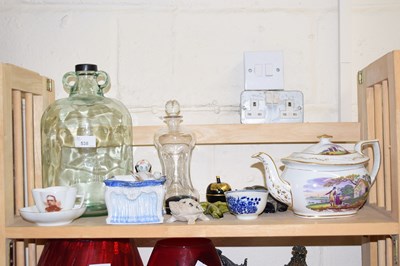 Lot 538 - Mixed Lot of Glass & Ceramics; Newhall Teapot, Worcester Teabowl, WW1 C/S etc