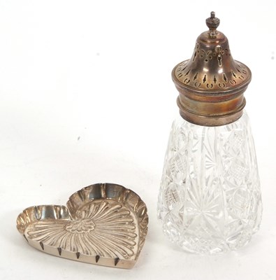 Lot 167 - Mixed Lot: Victorian silver heart shaped dish,...