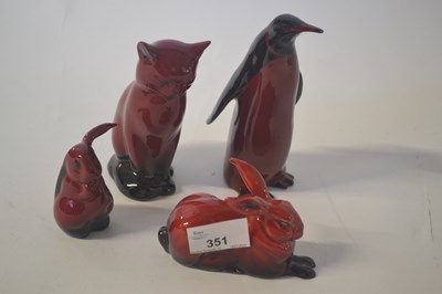 Lot 351 - A group of Royal Doulton flambe animals...