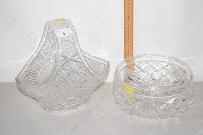 Lot 5 - A cut glass table basket and a further...