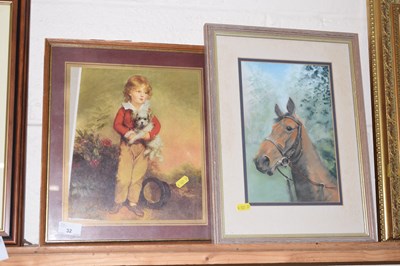 Lot 32 - K Laws portrait of a bay horse together with a...